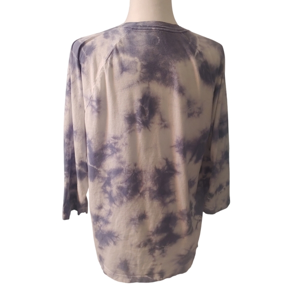 VICTORIAS SECRET PINK Campus Logo Baseball Tee Periwinkle Tie Dye Size Medium - Picture 5 of 11